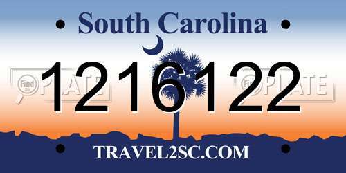 1216122 South Carolina License Plate