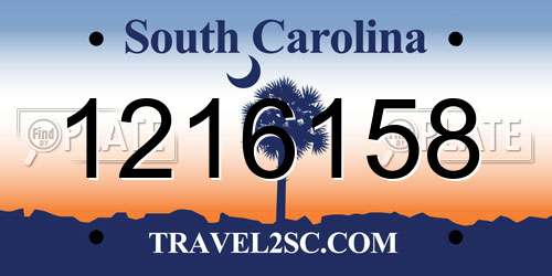 1216158 South Carolina License Plate