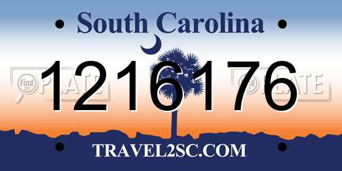 1216176 South Carolina License Plate
