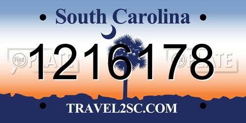 1216178 South Carolina License Plate