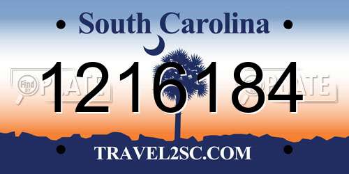 1216184 South Carolina License Plate