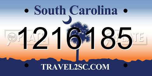 1216185 South Carolina License Plate