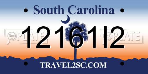 12161I2 South Carolina License Plate