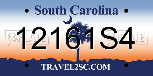 12161S4 South Carolina License Plate