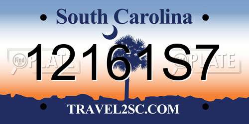 12161S7 South Carolina License Plate