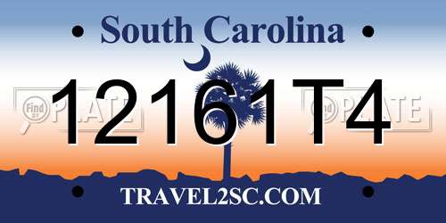 12161T4 South Carolina License Plate