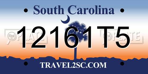 12161T5 South Carolina License Plate