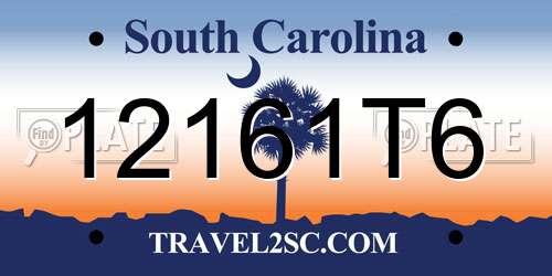 12161T6 South Carolina License Plate