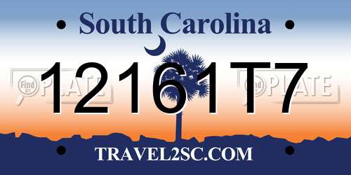 12161T7 South Carolina License Plate