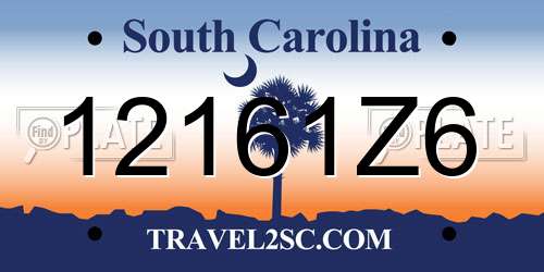 12161Z6 South Carolina License Plate