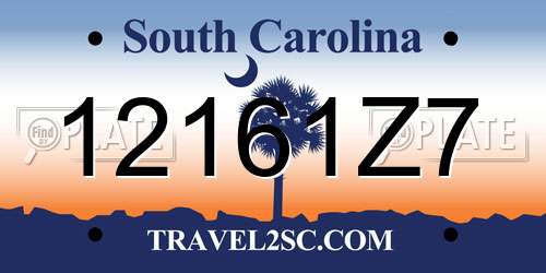 12161Z7 South Carolina License Plate