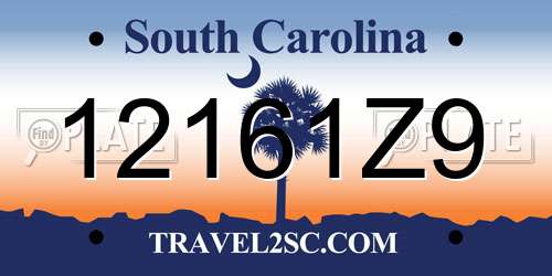 12161Z9 South Carolina License Plate