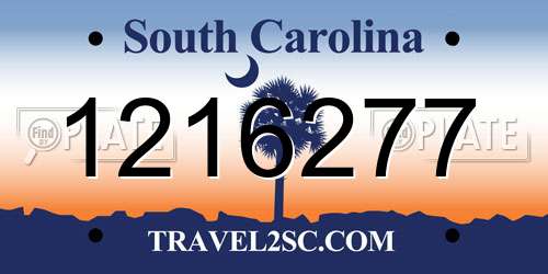 1216277 South Carolina License Plate