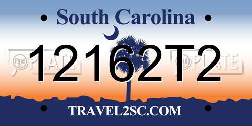 12162T2 South Carolina License Plate