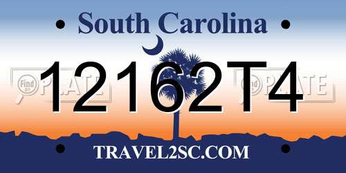 12162T4 South Carolina License Plate