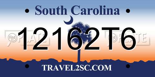 12162T6 South Carolina License Plate