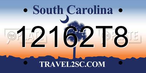 12162T8 South Carolina License Plate