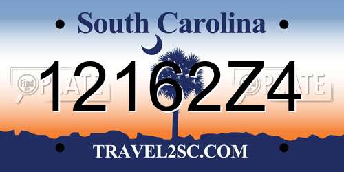 12162Z4 South Carolina License Plate