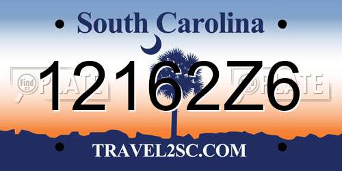 12162Z6 South Carolina License Plate