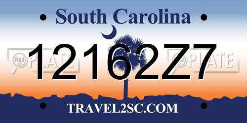 12162Z7 South Carolina License Plate