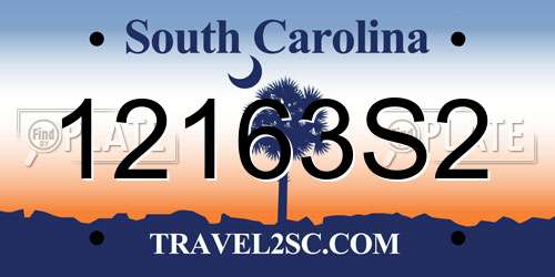 12163S2 South Carolina License Plate