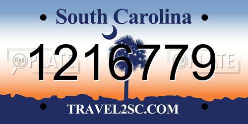 1216779 South Carolina License Plate
