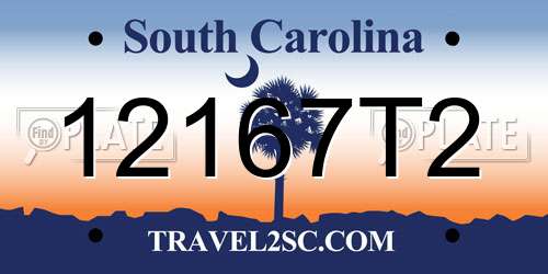 12167T2 South Carolina License Plate