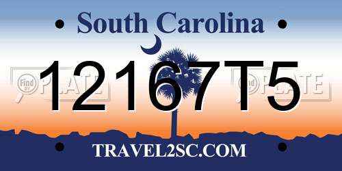 12167T5 South Carolina License Plate