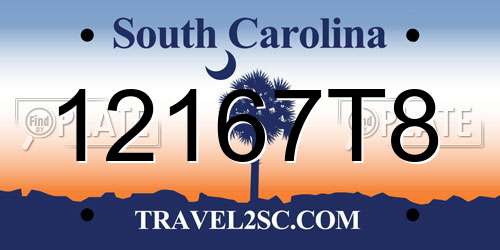 12167T8 South Carolina License Plate