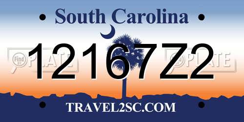 12167Z2 South Carolina License Plate