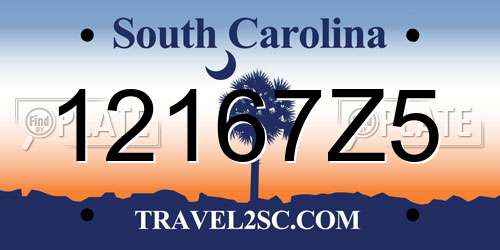 12167Z5 South Carolina License Plate