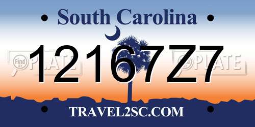 12167Z7 South Carolina License Plate