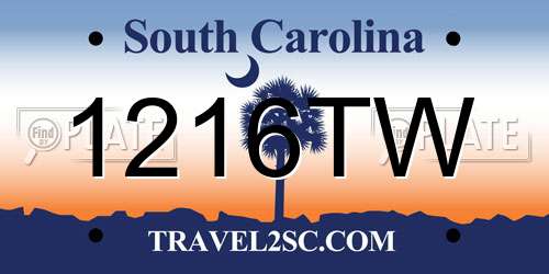 1216TW South Carolina License Plate