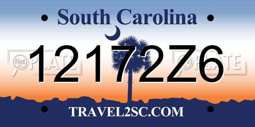 12172Z6 South Carolina License Plate