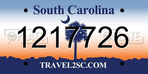 1217726 South Carolina License Plate