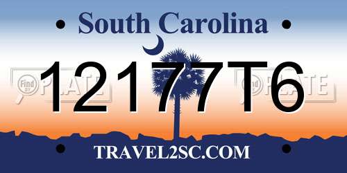 12177T6 South Carolina License Plate