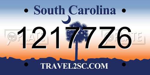 12177Z6 South Carolina License Plate