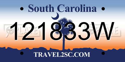 121833W South Carolina License Plate