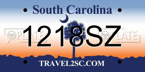 1218SZ South Carolina License Plate