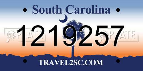 1219257 South Carolina License Plate