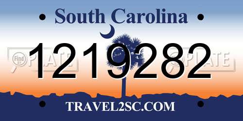 1219282 South Carolina License Plate