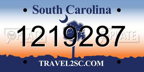 1219287 South Carolina License Plate
