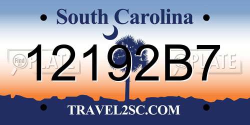 12192B7 South Carolina License Plate