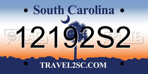 12192S2 South Carolina License Plate