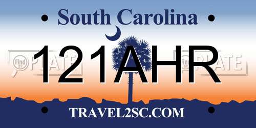 121AHR South Carolina License Plate