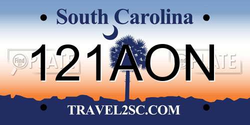121AON South Carolina License Plate