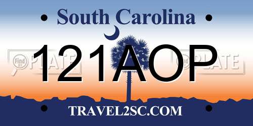 121AOP South Carolina License Plate