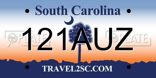 121AUZ South Carolina License Plate