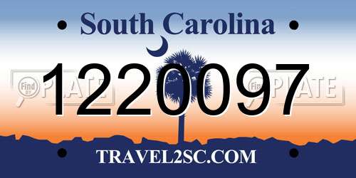 1220097 South Carolina License Plate