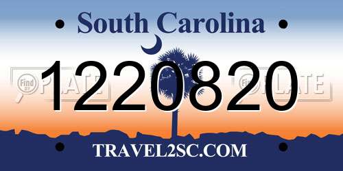 1220820 South Carolina License Plate